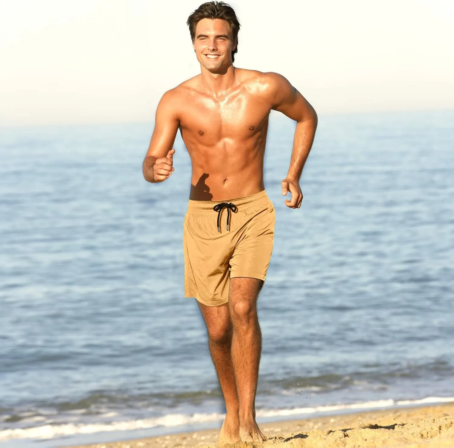BRISIRA Mens Swim Trunks Swim Shorts Quick Dry 5 inch Inseam Beach Shorts with Compression Liner and Zipper Pocket