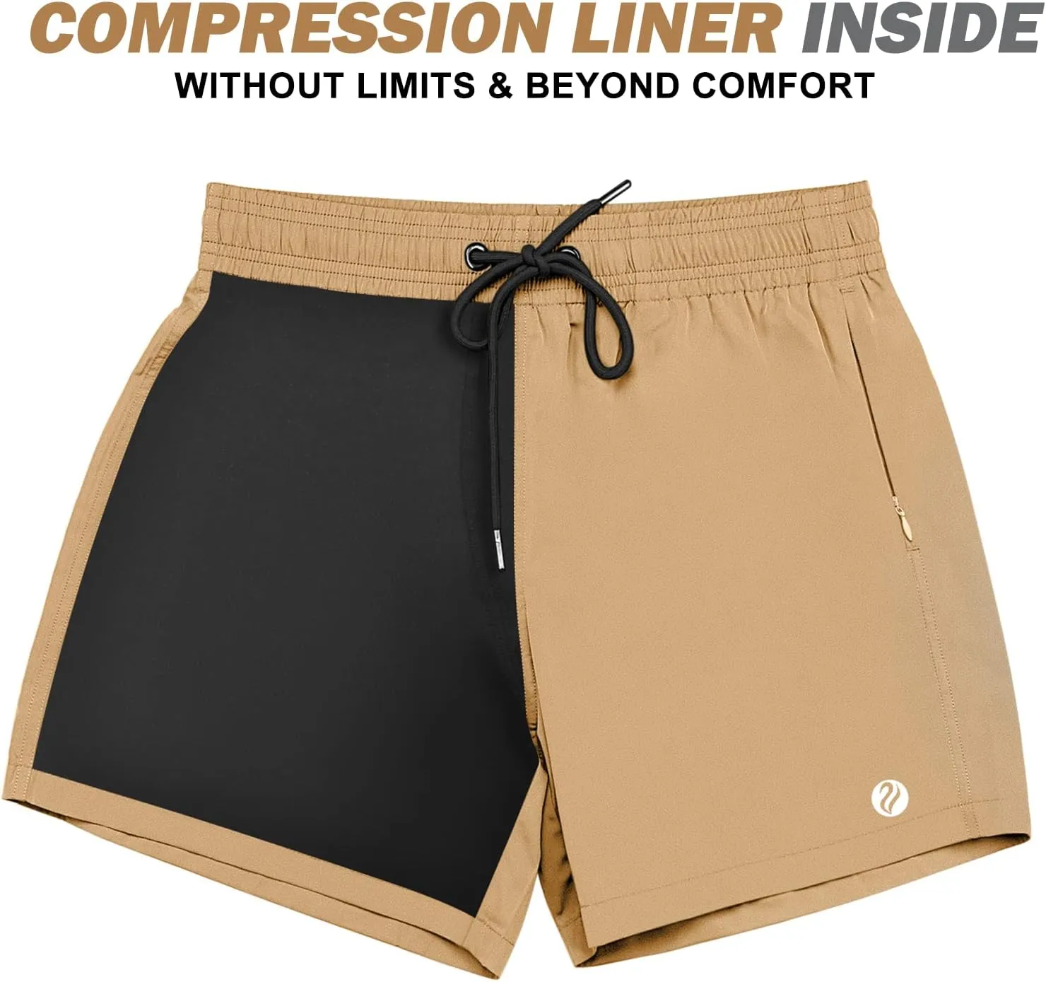 BRISIRA Mens Swim Trunks Swim Shorts Quick Dry 5 inch Inseam Beach Shorts with Compression Liner and Zipper Pocket