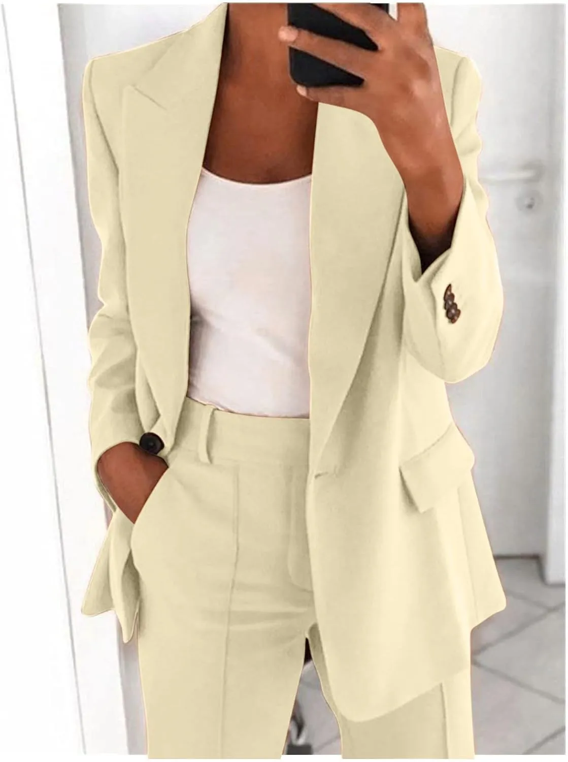 Business Casual Clothes for Women Fashion Suits Two Piece Outfits Dressy Blazer and Wide Leg Pant Plus Size Suit Sets