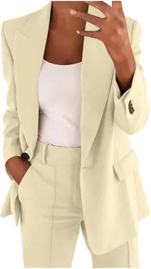 Business Casual Clothes for Women Fashion Suits Two Piece Outfits Dressy Blazer and Wide Leg Pant Plus Size Suit Sets