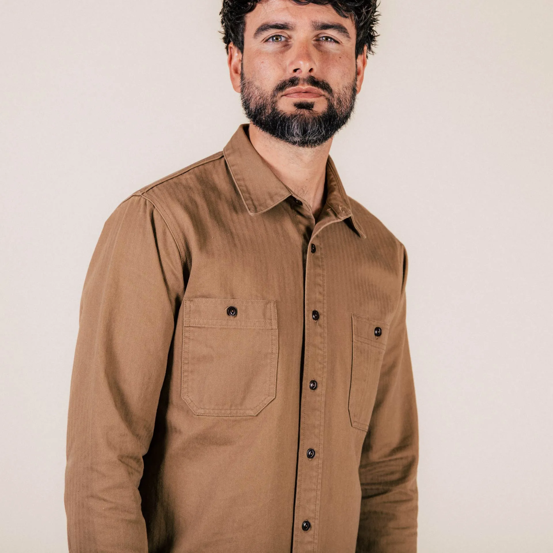 BWS-02 UTILITY SHIRT 8 oz. brown herringbone [CORE]