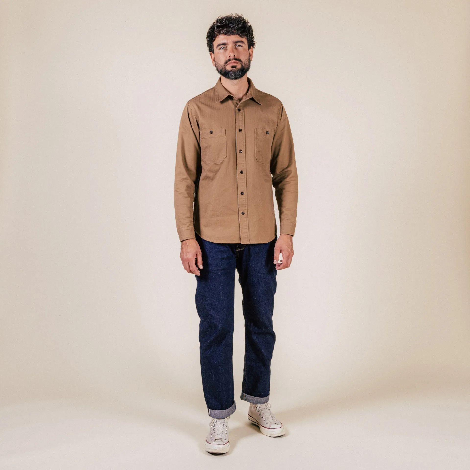 BWS-02 UTILITY SHIRT 8 oz. brown herringbone [CORE]