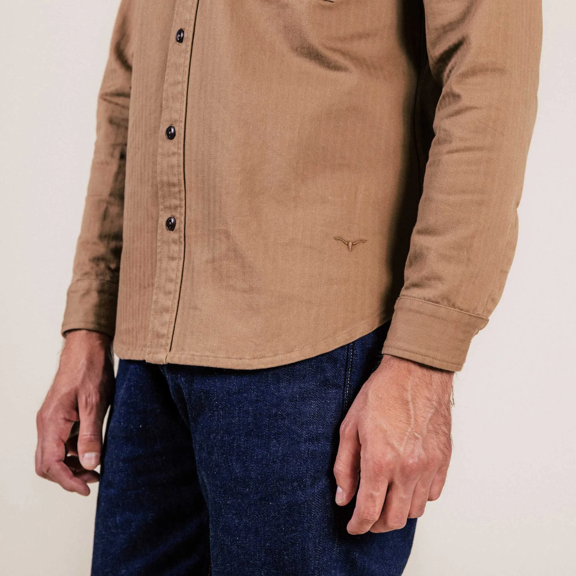 BWS-02 UTILITY SHIRT 8 oz. brown herringbone [CORE]