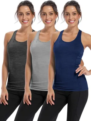 CADMUS 3 Pack Women's Compression Tank Top Athletic Dry Fit Base Layer