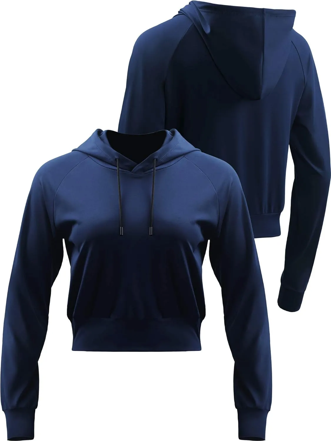 CADMUS Women's Workout Long Sleeve Shirts with Hoodie Sweatshirt Running Crop Top