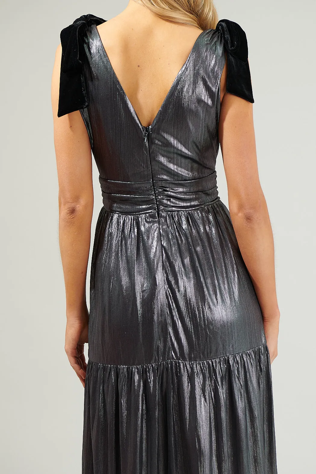 Cannes Liquid Satin Evening Tiered Maxi Dress