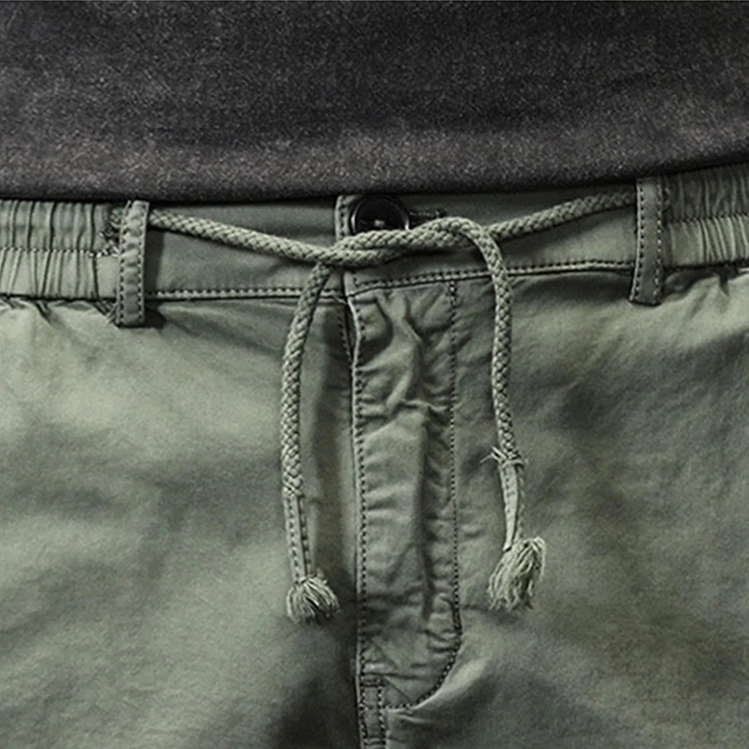 Cargo Shorts for Men Below Knee Stretch Cotton Pull On Drawstring Comfy Shorts Stretch 9 Chino Pants with Pocket