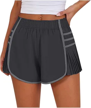 Casual Elastic High Waisted Wide Leg Shorts Summer Quick Dry Baggy Hem Skirt Shorts for Outdoor Athletic Running Sports