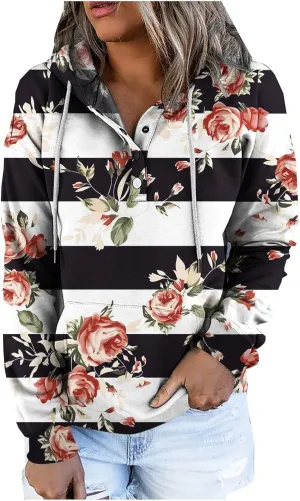 Ceboyel Button Collar Hoodies For Women Solid Color Cute Sweatshirts Long Sleeve Pullover Tops Trendy Fall Fashion 2023
