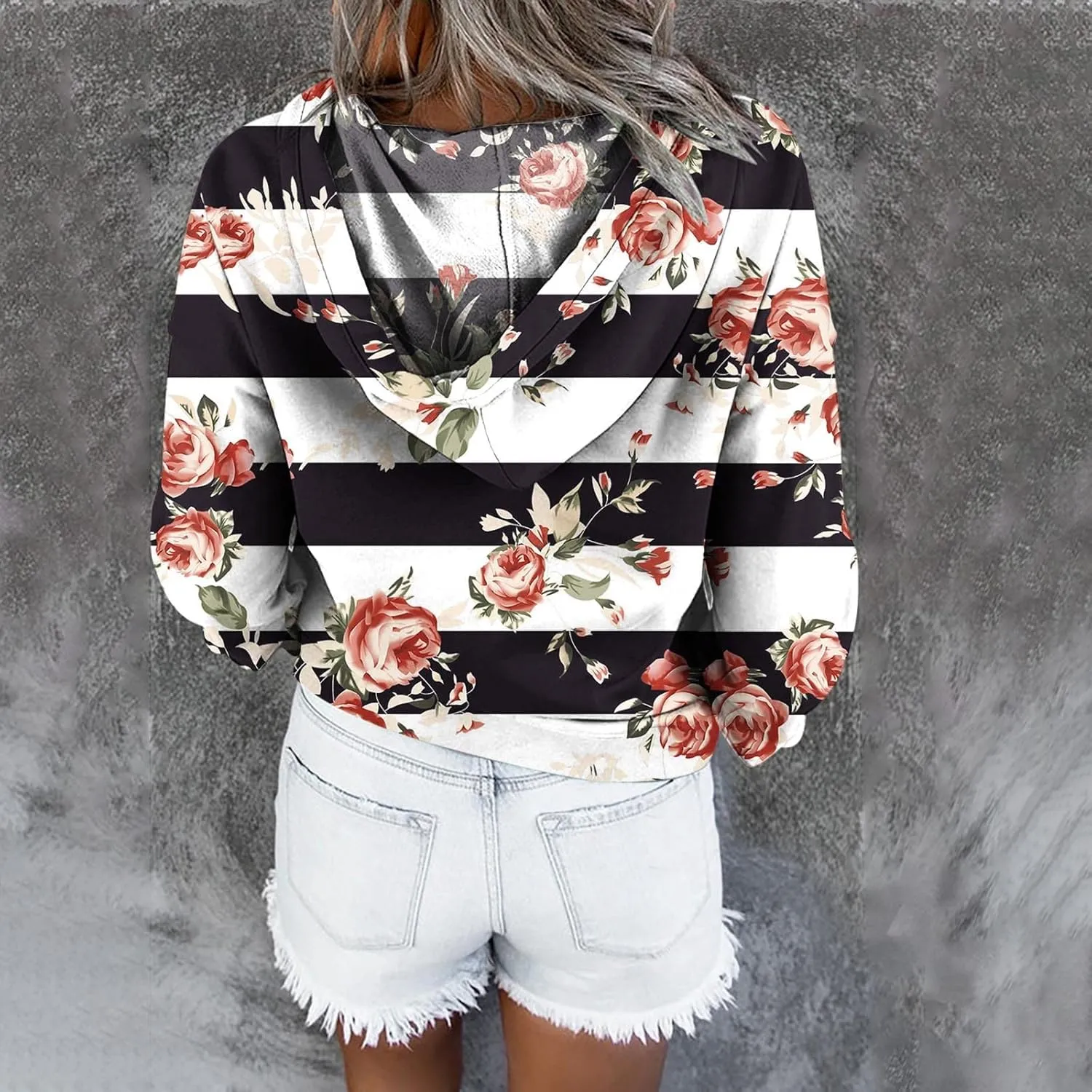 Ceboyel Button Collar Hoodies For Women Solid Color Cute Sweatshirts Long Sleeve Pullover Tops Trendy Fall Fashion 2023