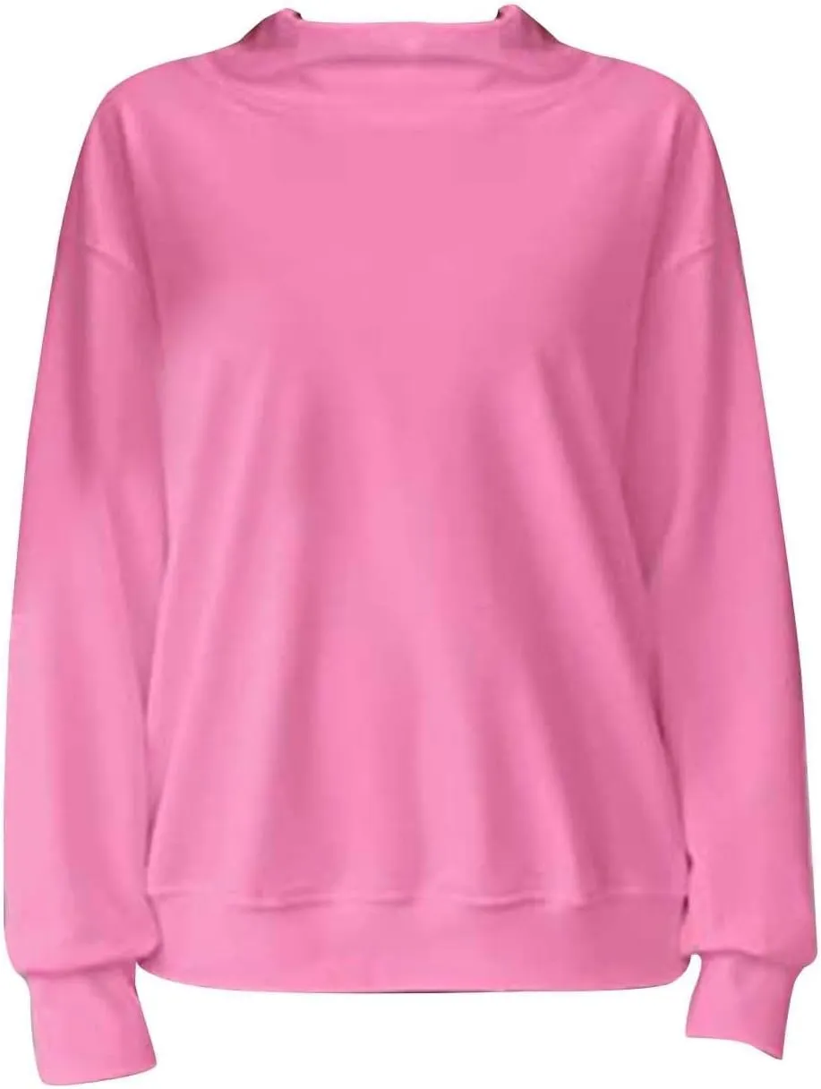 Ceboyel Fall Sweatshirts For Women 2023 Oversized Pullover Shirts High Neck Long Sleeve Tops Y2K Trendy Fashion Clothing