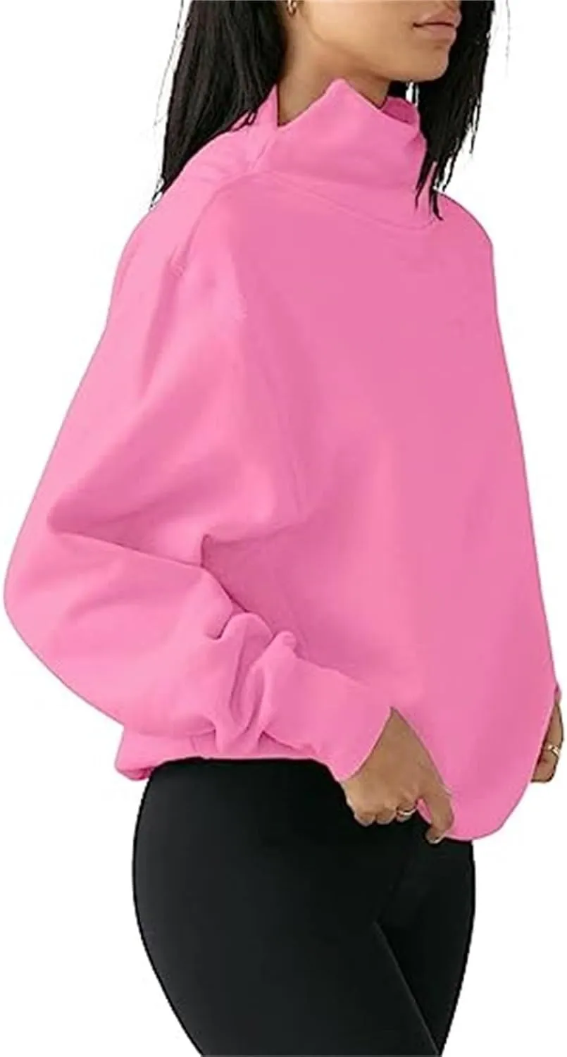 Ceboyel Fall Sweatshirts For Women 2023 Oversized Pullover Shirts High Neck Long Sleeve Tops Y2K Trendy Fashion Clothing