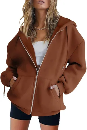 Ceboyel Full Zip Up Hoodies For Women Oversized Sweatshirts Tops Long Sleeve Fall Jackets Y2K Preppy Teen Girl Clothes 2023