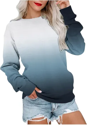 Ceboyel Long Sleeve Shirts for Women Crewneck Sweatshirt Pullover Casual Long Sleeve Tops Trendy Loose Fit Fall Clothing 2023
