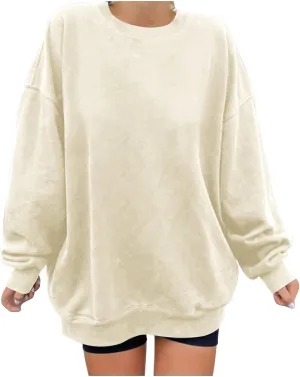 Ceboyel Women Crewneck Sweatshirt Trendy Oversized Pullover Sweater Long Sleeve Shirts Y2k Fashion Clothing 2023