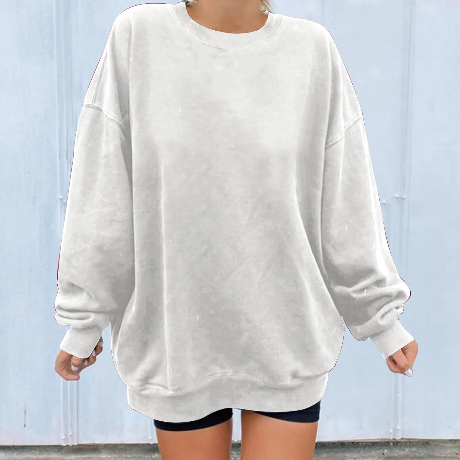 Ceboyel Women Crewneck Sweatshirt Trendy Oversized Pullover Sweater Long Sleeve Shirts Y2k Fashion Clothing 2023