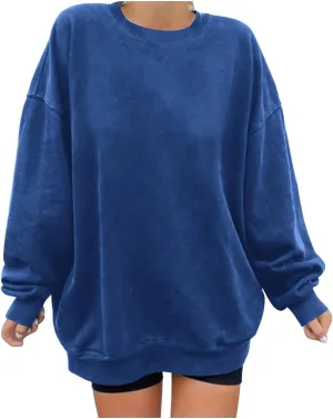 Ceboyel Women Crewneck Sweatshirt Trendy Oversized Pullover Sweater Long Sleeve Shirts Y2k Fashion Clothing 2023