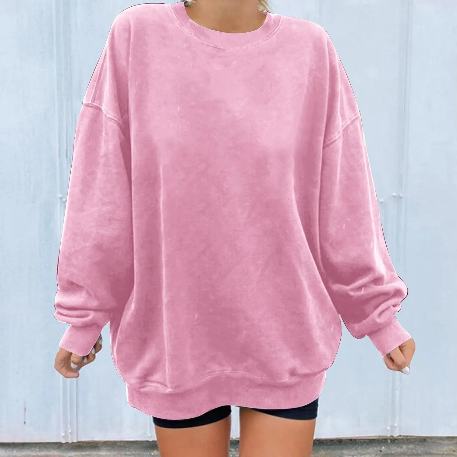 Ceboyel Women Crewneck Sweatshirt Trendy Oversized Pullover Sweater Long Sleeve Shirts Y2k Fashion Clothing 2023