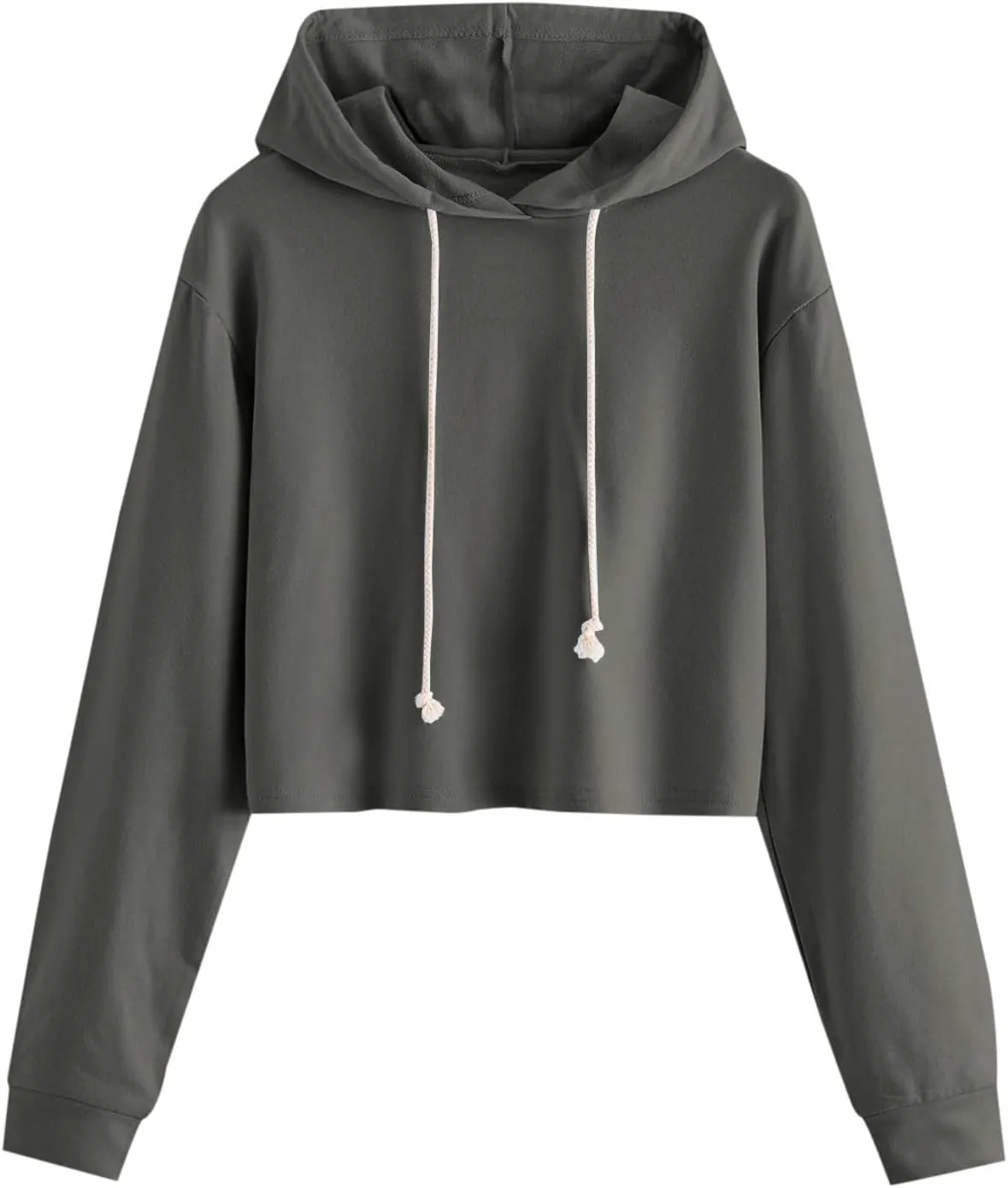 Ceboyel Women Cropped Hoodie Drawstring Pullover Sweatshirt Long Sleeve Workout Tops Trendy Y2k Teen Girls Clothes