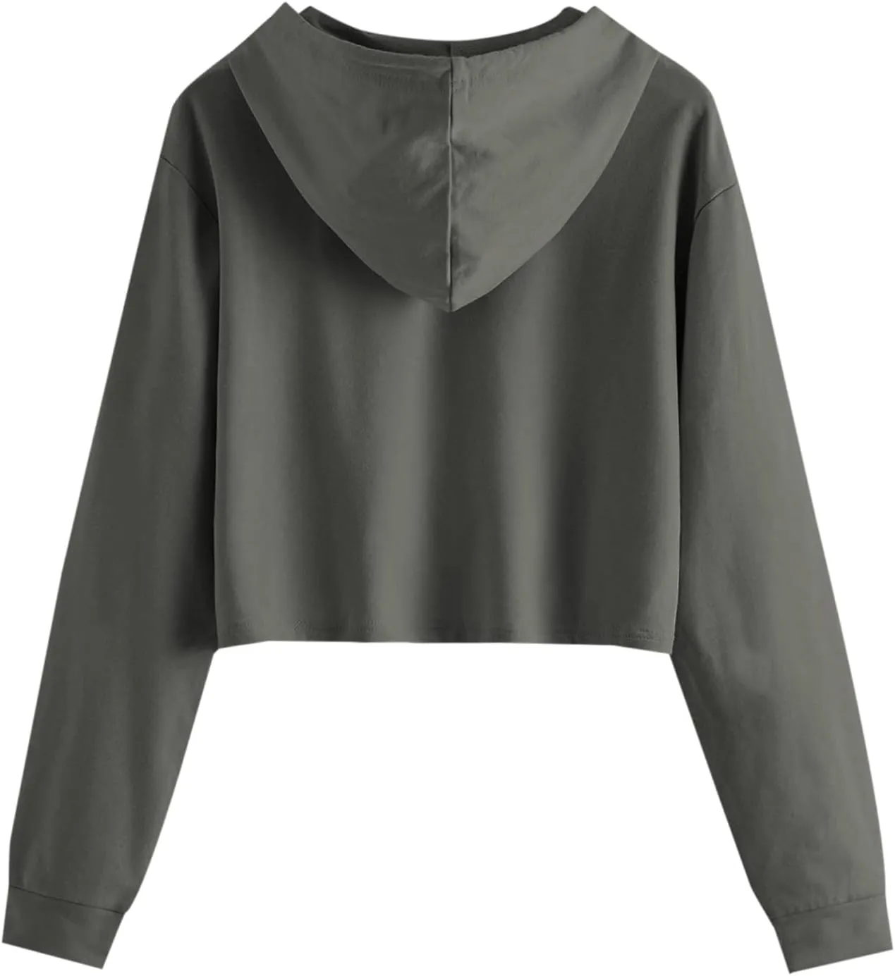 Ceboyel Women Cropped Hoodie Drawstring Pullover Sweatshirt Long Sleeve Workout Tops Trendy Y2k Teen Girls Clothes
