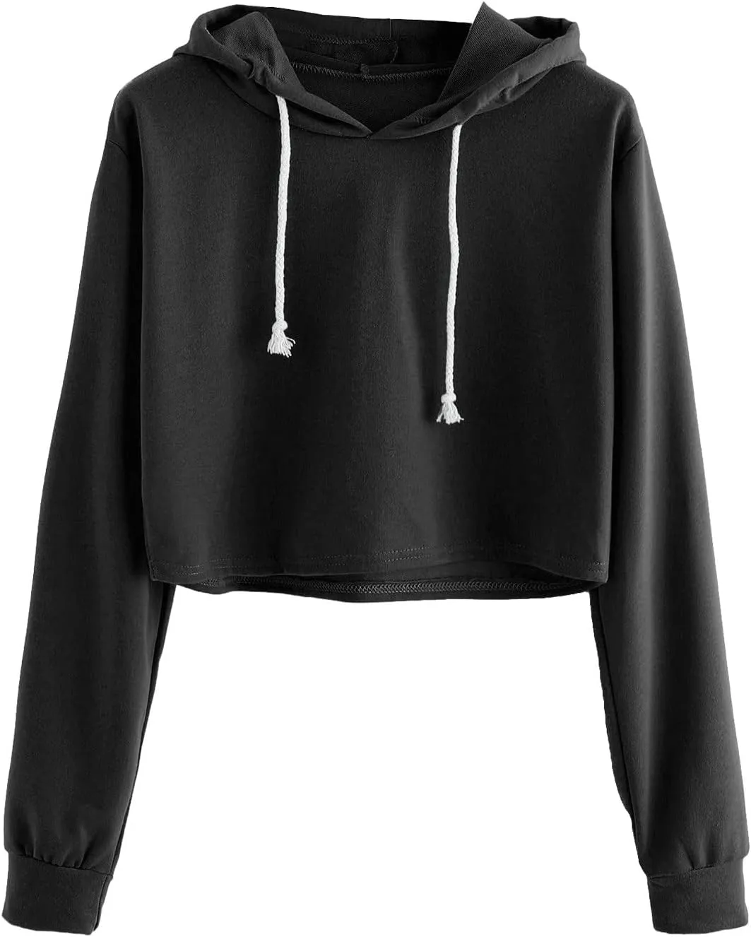 Ceboyel Women Cropped Hoodie Drawstring Pullover Sweatshirt Long Sleeve Workout Tops Trendy Y2k Teen Girls Clothes