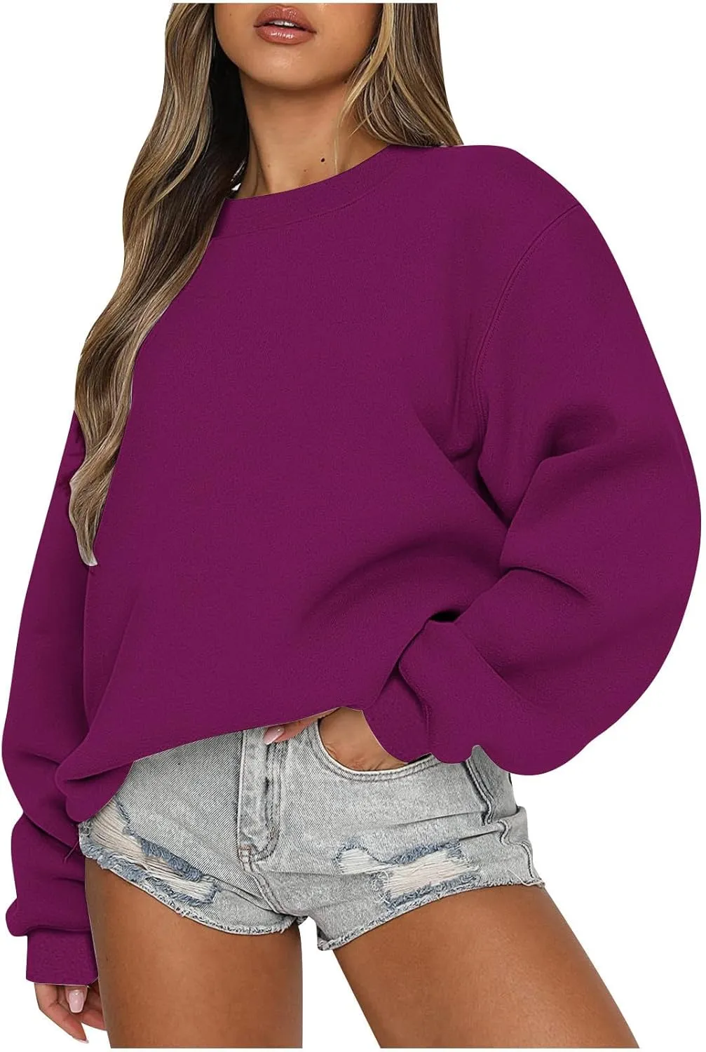 Ceboyel Women Oversized Pullover Sweatshirts Crewneck Sweater Y2K Trendy Witner Fall Hoodie Fashion Outfits Clothes 2023