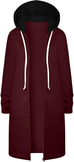 Ceboyel Womens Fall Long Sweatshirts 2023 Long Sleeve Drawstring Hoodies Full Zip Up Jackets Slouchy Fashion Outfits