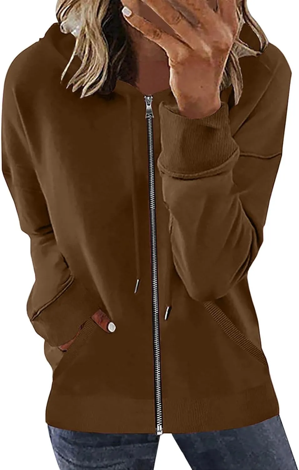 Ceboyel Women'S Zip Up Hoodies 2023 Long Sleeve Hooded Jackets Quarter Zip Pullover Sweatshirt Trendy Casual Fall Clothes