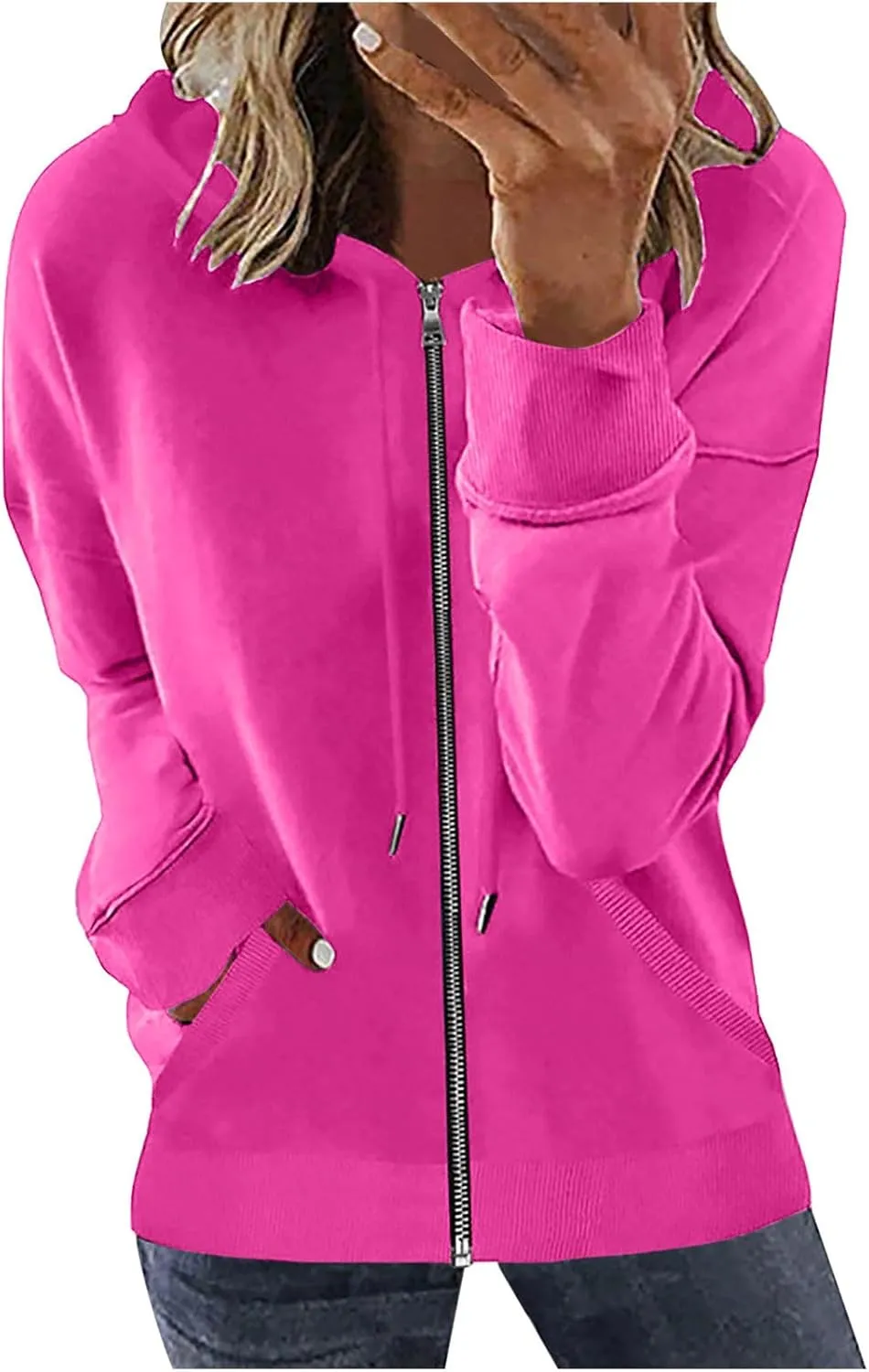 Ceboyel Women'S Zip Up Hoodies 2023 Long Sleeve Hooded Jackets Quarter Zip Pullover Sweatshirt Trendy Casual Fall Clothes