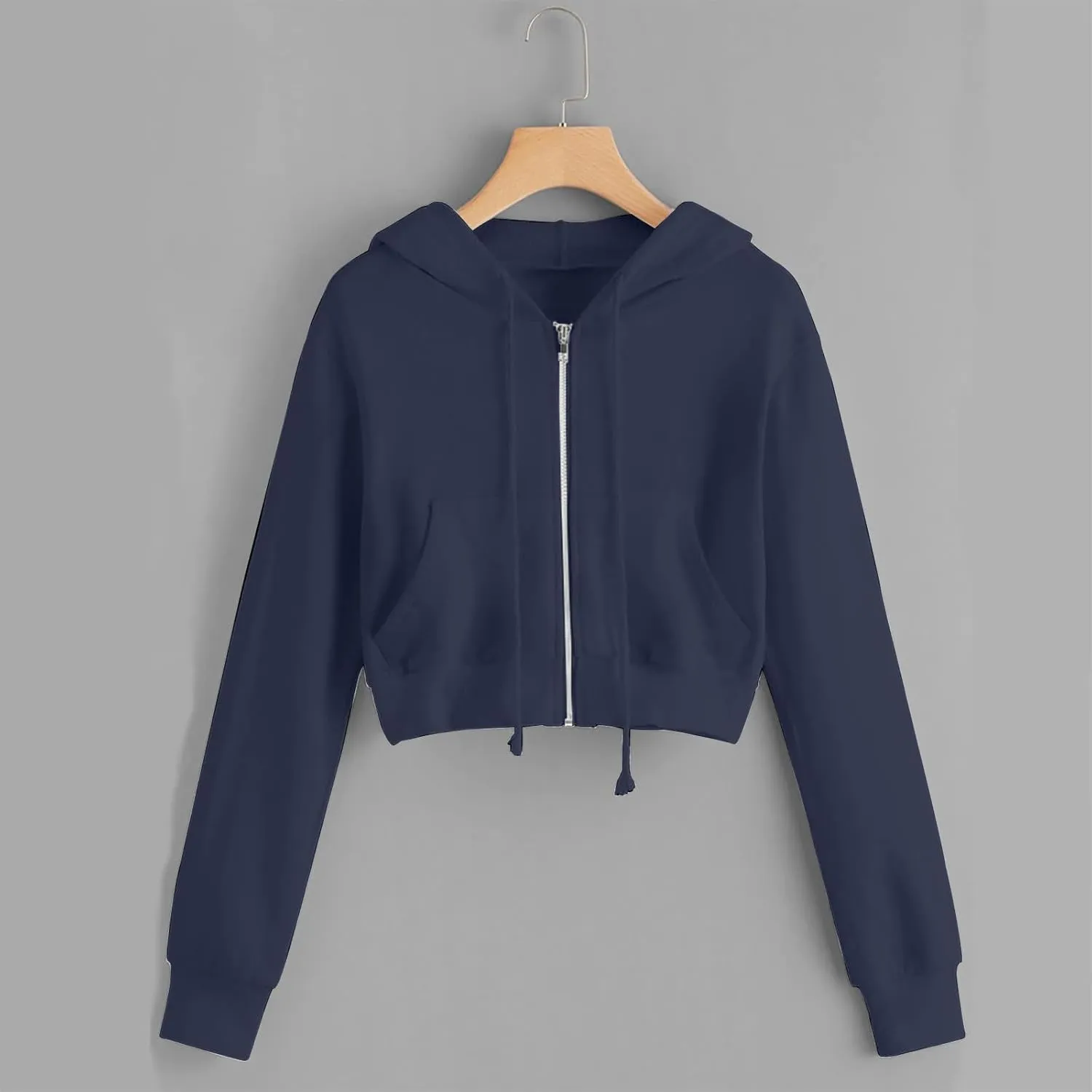 Ceboyel Zip Up Hoodies for Women Cropped Long Sleeve Sweatshirts Jackets Trendy Y2k Crop Tops Teen Girls Clothes 2023