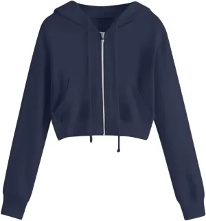 Ceboyel Zip Up Hoodies for Women Cropped Long Sleeve Sweatshirts Jackets Trendy Y2k Crop Tops Teen Girls Clothes 2023