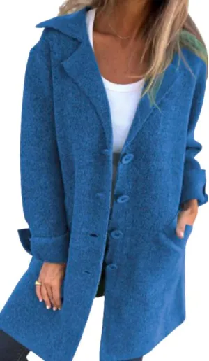 CHARTOU Women Long Cardigan Notched Collar Button Down Loose Fit Knit Blazer Sweater Jacket
