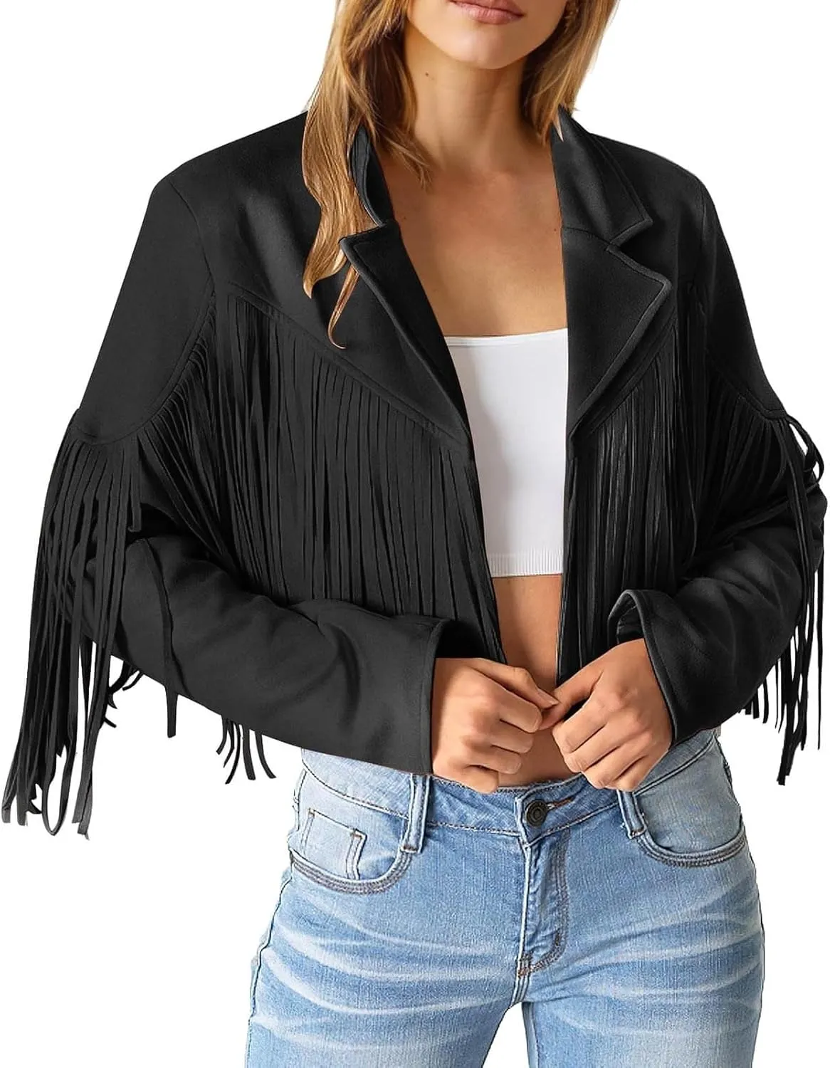 ChicCrate Womens Fashion Faux Leather Jackets Suede 2025 Outfits Winter Clothes Open Front Cropped Coat Outwear