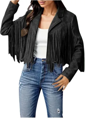 ChicCrate Womens Fashion Faux Leather Jackets Suede 2025 Outfits Winter Clothes Open Front Cropped Coat Outwear