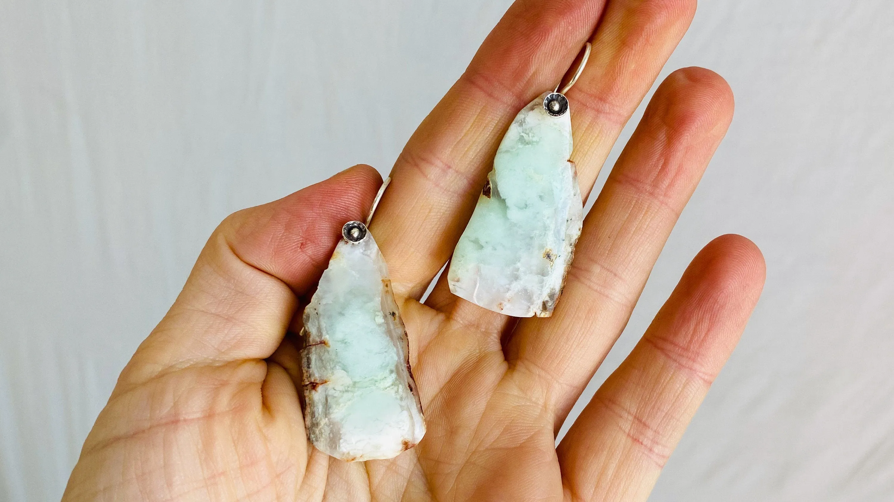 Chrysoprase & Sterling Silver Earrings. 1245