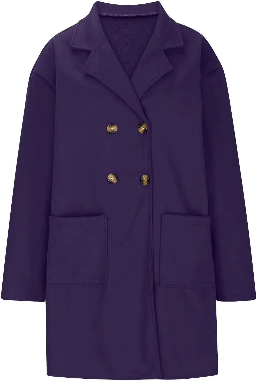 Coatigan for Women Wool Blend Pea Coats Double Breasted Oversized Blazer Knit Open Front Cardigan Sweater with Pocket