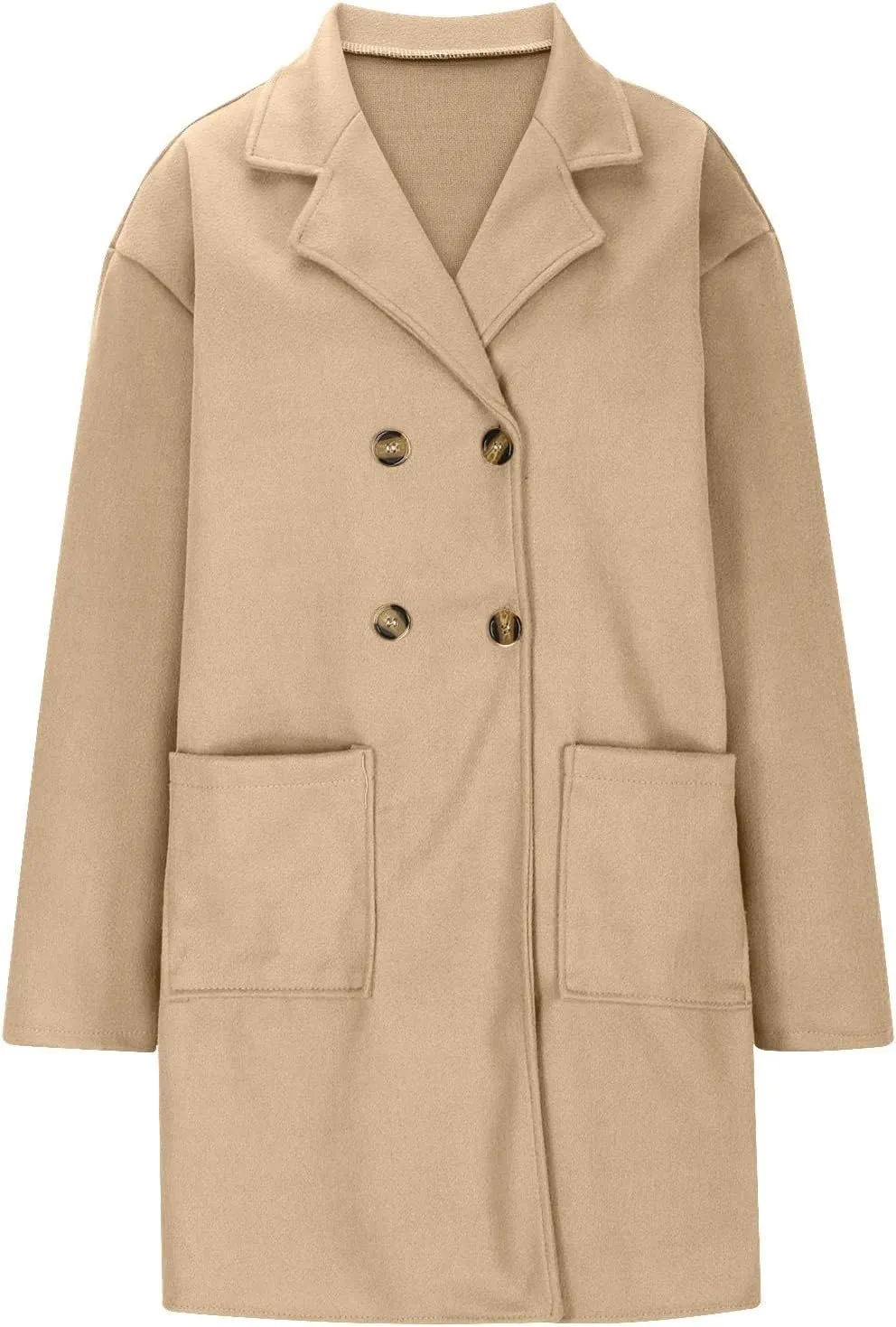 Coatigan for Women Wool Blend Pea Coats Double Breasted Oversized Blazer Knit Open Front Cardigan Sweater with Pocket
