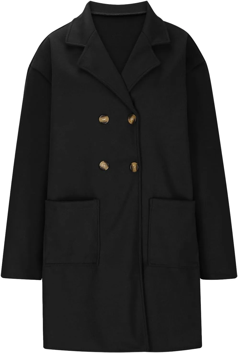 Coatigan for Women Wool Blend Pea Coats Double Breasted Oversized Blazer Knit Open Front Cardigan Sweater with Pocket