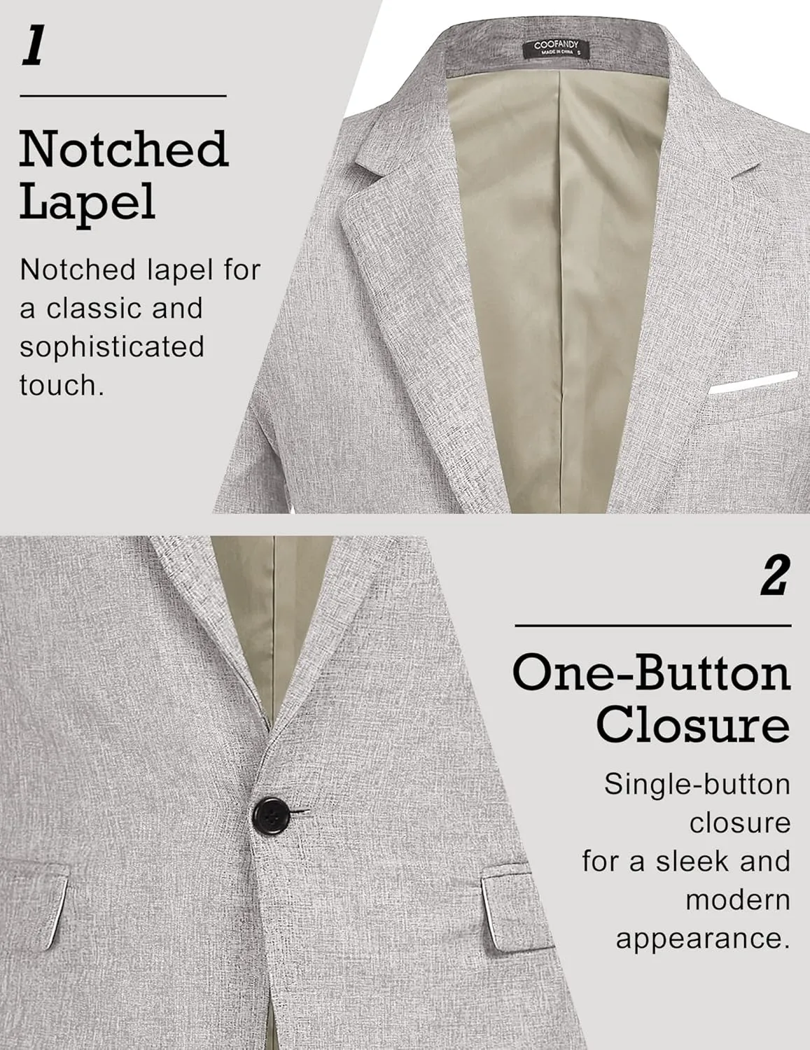 COOFANDY Men's Blazer Casual Sport Coats Slim Fit One Button Suit Jacket Lightweight Sports Jacket