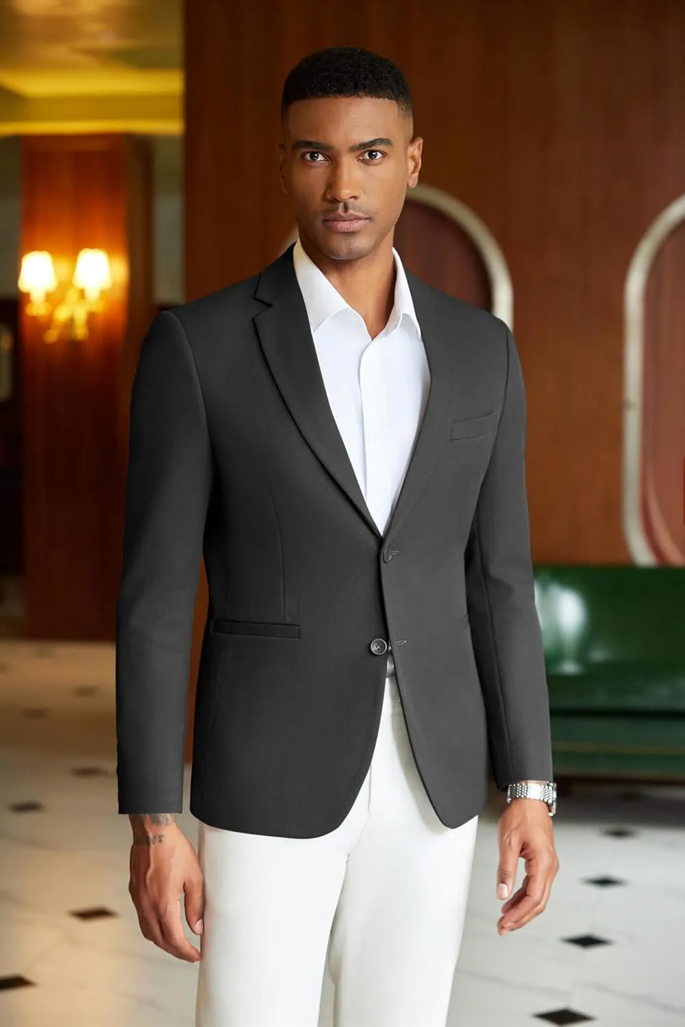 COOFANDY Men's Casual Blazer Slim Fit Sport Coats Two Button Knit Textured Suit Jacket