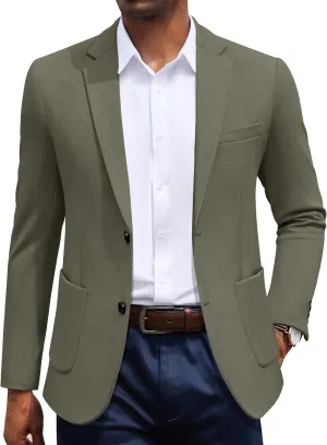 COOFANDY Men's Casual Knit Blazer Slim Fit Sport Coat Stretch Two Button Suit Jacket