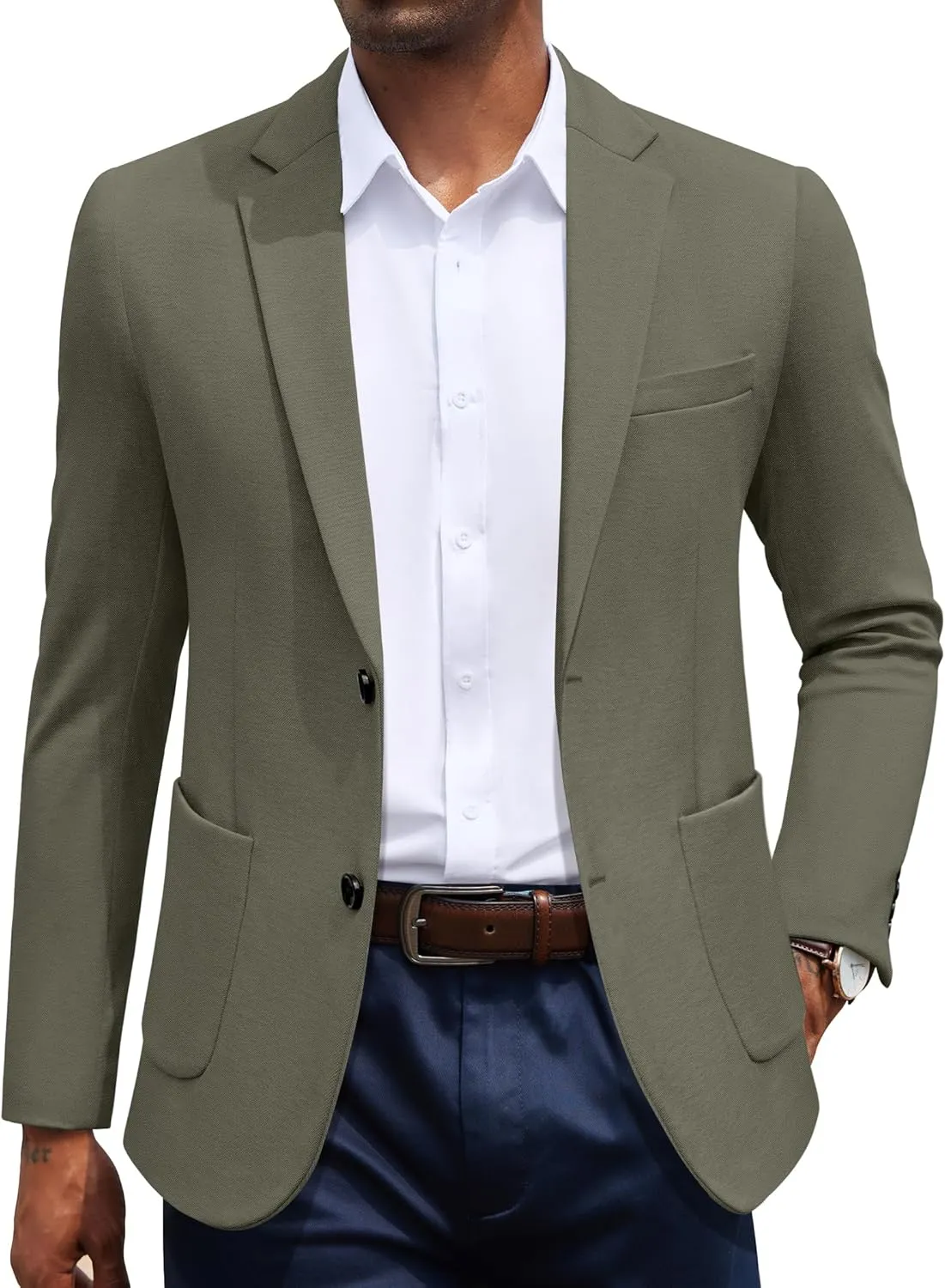 COOFANDY Men's Casual Knit Blazer Slim Fit Sport Coat Stretch Two Button Suit Jacket