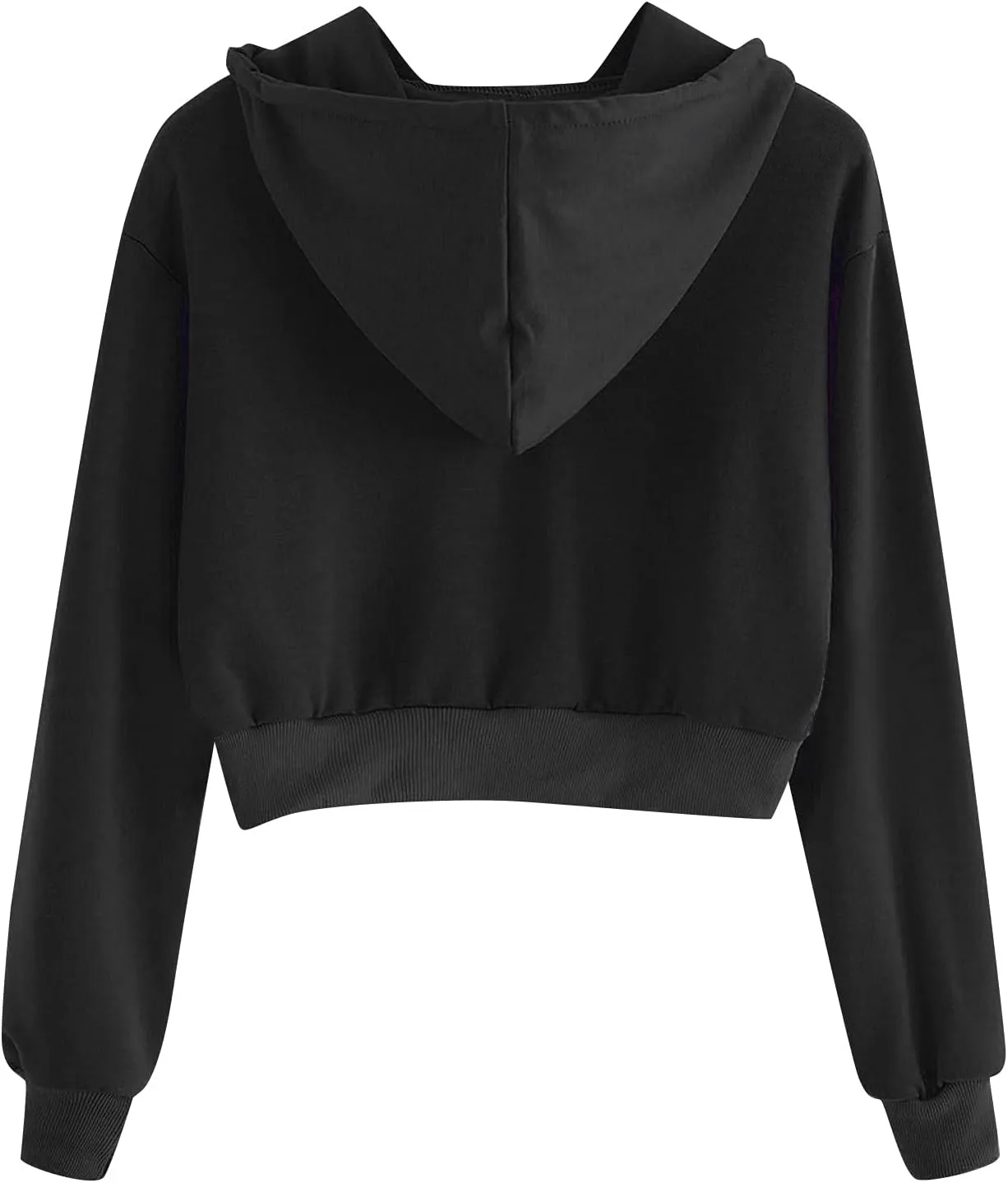 cooki Cropped Hoodies for Teen Girls Hoodies for Women Long Sleeve Solid Sweatshirts with Pockets Casual Crop Pullover Hoodie