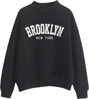 cooki Womens Hoodies Fall Clothes for Women Cute Hoodie for Teen Girls Brooklyn Print Drop Shoulder Hoodie with Pockets Tops
