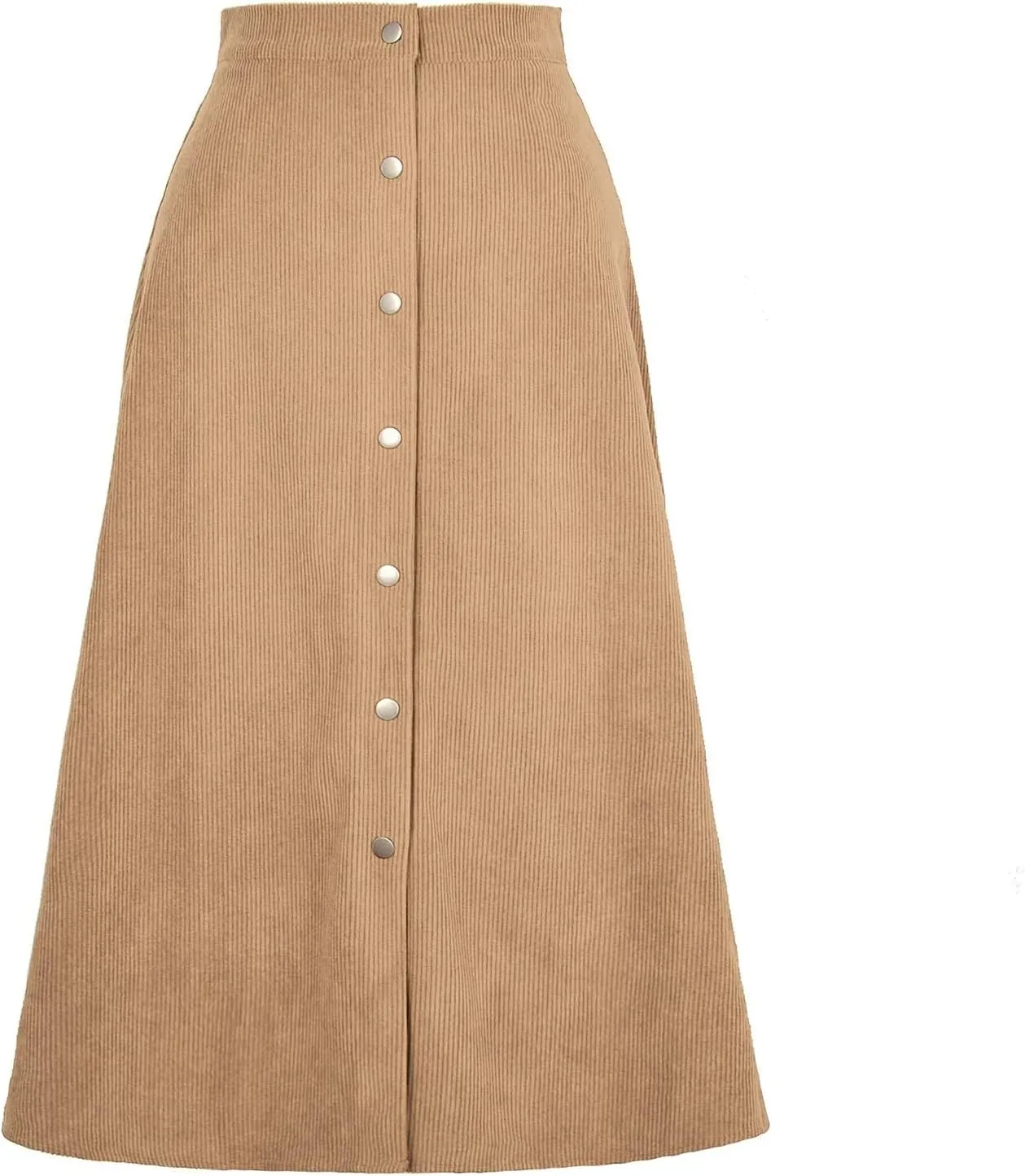 COTECRAM Corduroy Skirt Women Trendy Fall Winter High Waist Button Down A-Line Midi Skirts Dressy Casual Work Office Dresses
