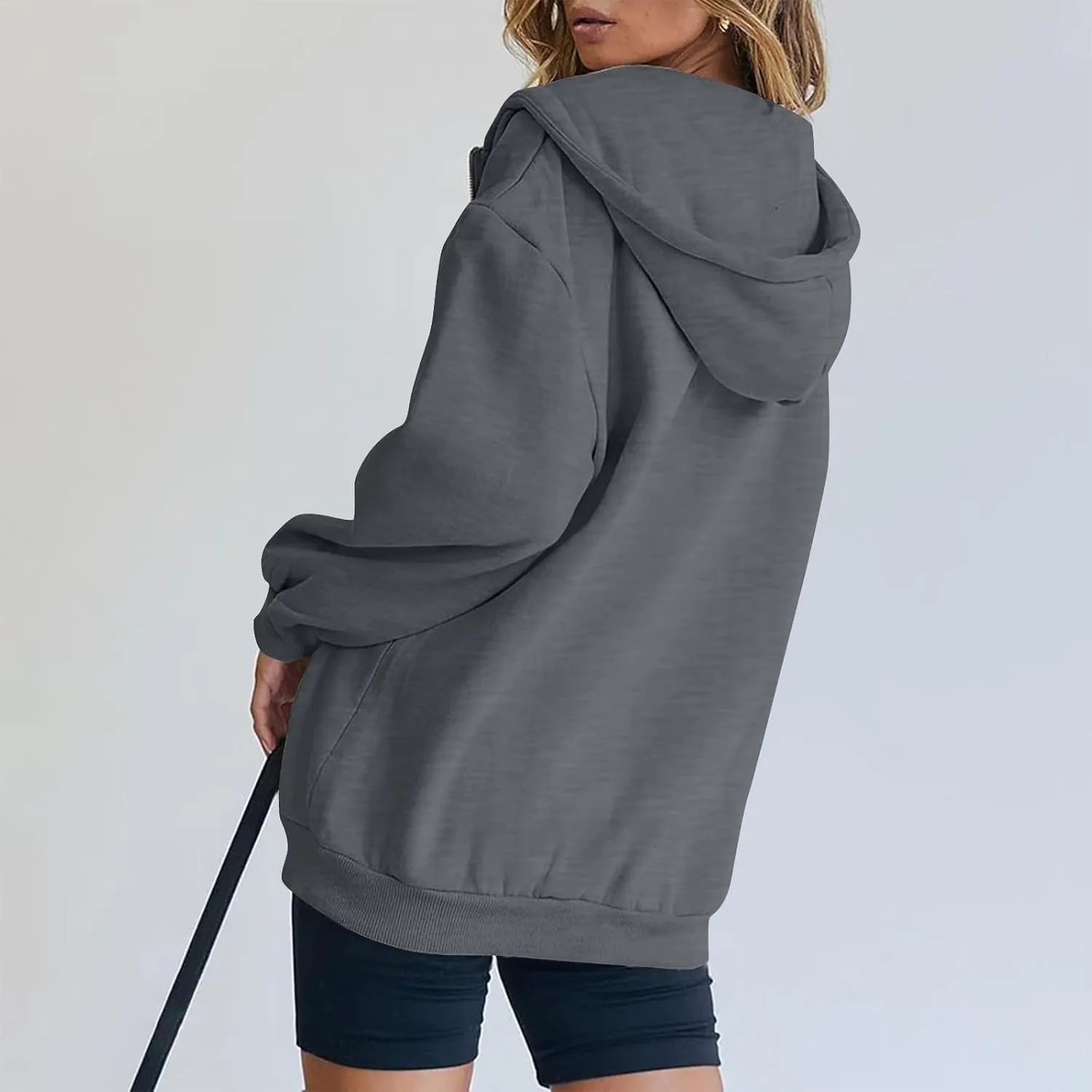 COTECRAM Womens Zip Up Hoodies Oversized Lightweight Hooded Sweatshirt Casual Long Sleeve Jacket Y2K Fall Clothes