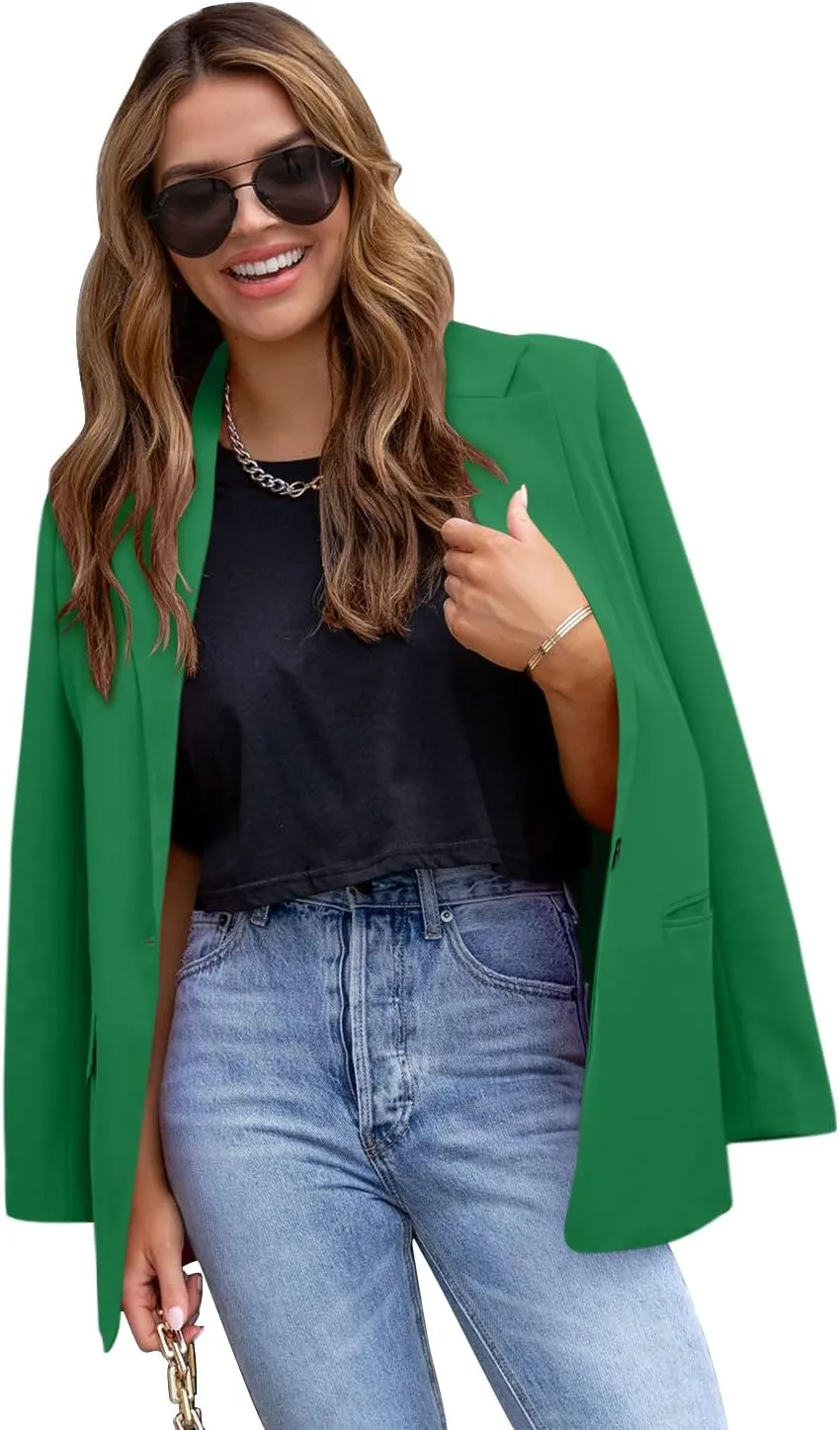CRAZY GRID Womens Casual Blazer Jacket Long Sleeve Open Front Work Office Blazer Lapel Button Jacket