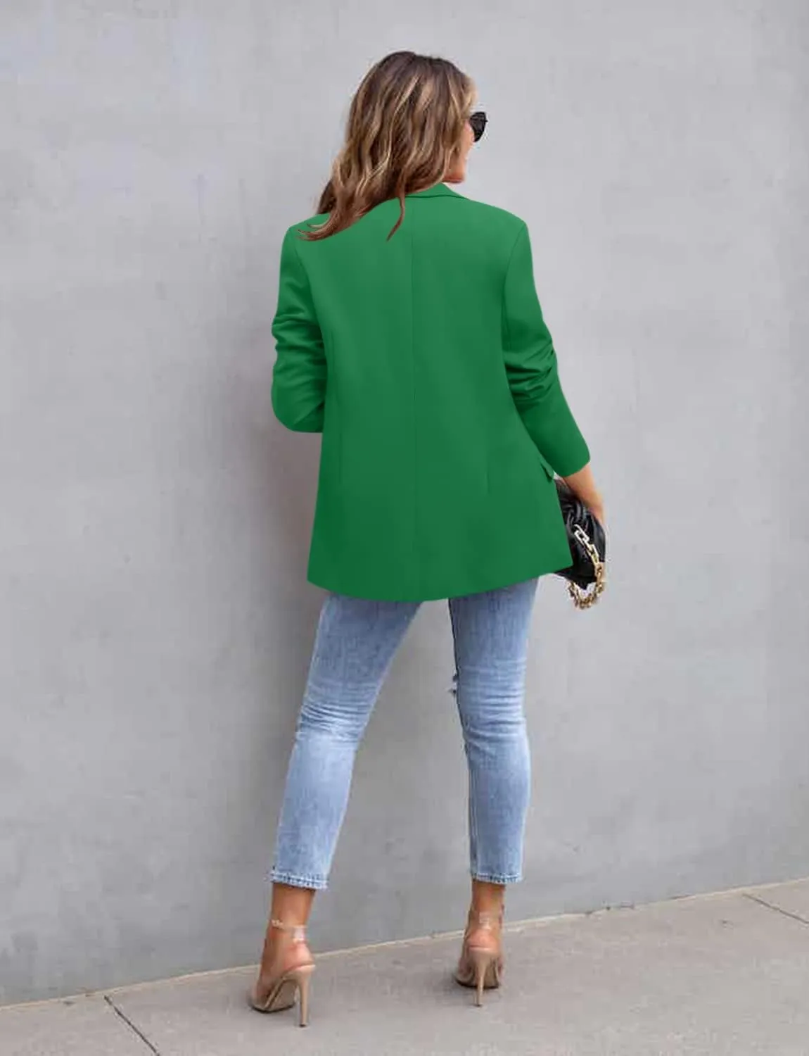 CRAZY GRID Womens Casual Blazer Jacket Long Sleeve Open Front Work Office Blazer Lapel Button Jacket