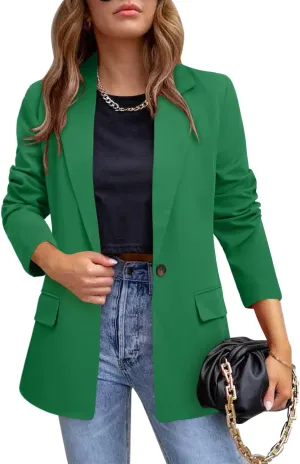CRAZY GRID Womens Casual Blazer Jacket Long Sleeve Open Front Work Office Blazer Lapel Button Jacket