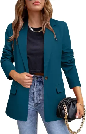 CRAZY GRID Womens Casual Blazer Jacket Long Sleeve Open Front Work Office Blazer Lapel Button Jacket